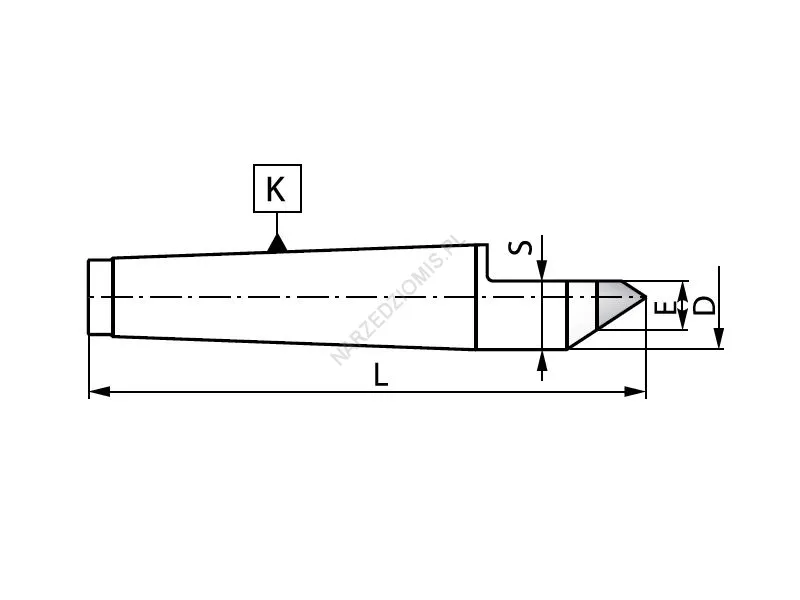 Rysunek techniczny: Kieł stały zewnętrzny ze ścięciem i końcówką z węglików spiekanych: T.8731 MS0 - KOLNO